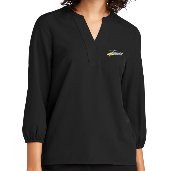 Freeway Corp Embroidered - Women's Stretch Crepe 3/4 Sleeve Blouse Thumbnail
