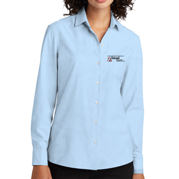 Triangle Machine Embroidered - Women's Long Sleeve Stretch Woven Shirt Thumbnail