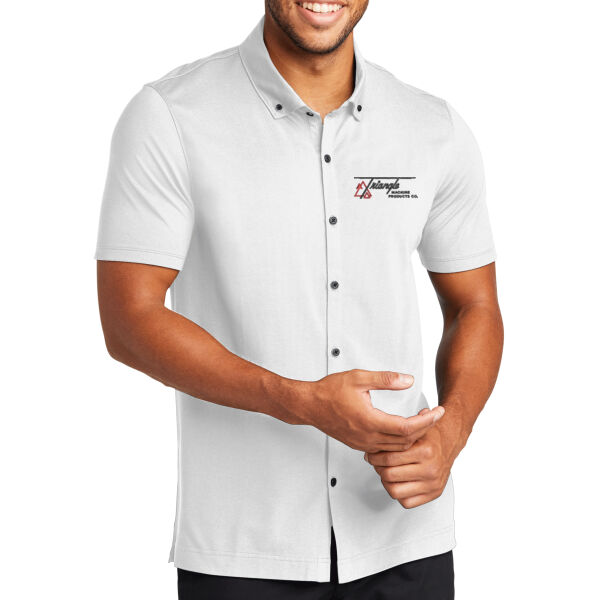 Triangle Machine Embroidered - Stretch Pique Full Button Polo Thumbnail