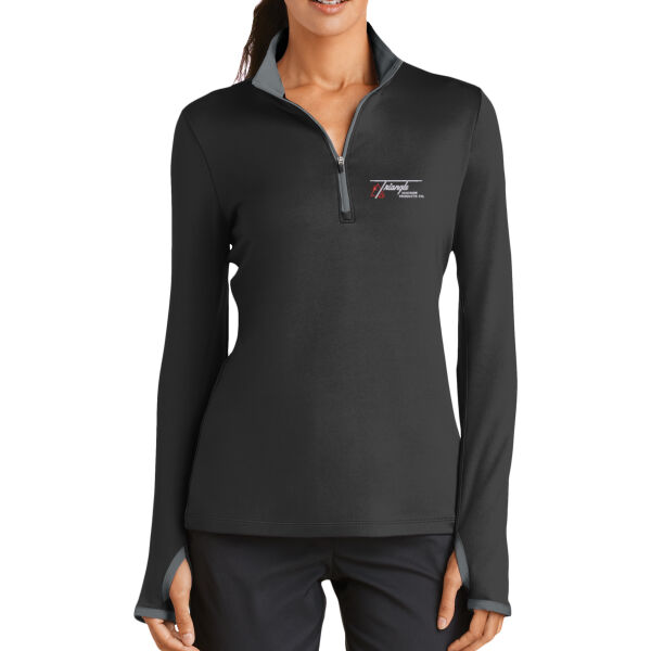 Triangle Machine Embroidered - Ladies Dri FIT Stretch 1/2 Zip Cover Up Thumbnail